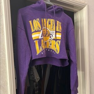 NBA Purple Los Angeles Lakers Cropped Graphic Sweatshirt